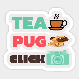 tea pug click Sticker